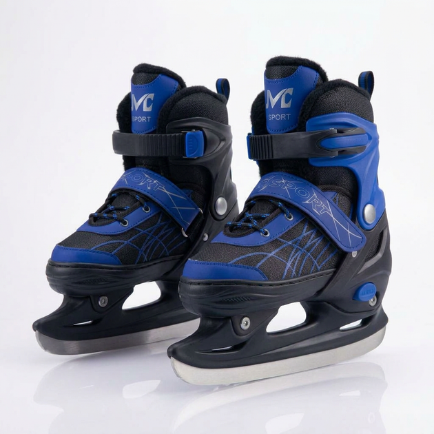 Коньки раздвижные ледовые синие SP-Sport 7677 размер 38-42 Black-Blue - изображение 2