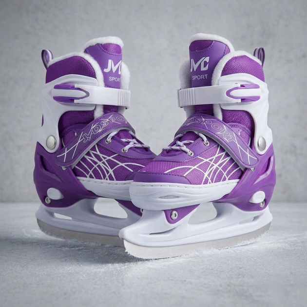 Коньки раздвижные ледовые фиолетовые SP-Sport 7677 размер 38-42 Violet-White - изображение 5