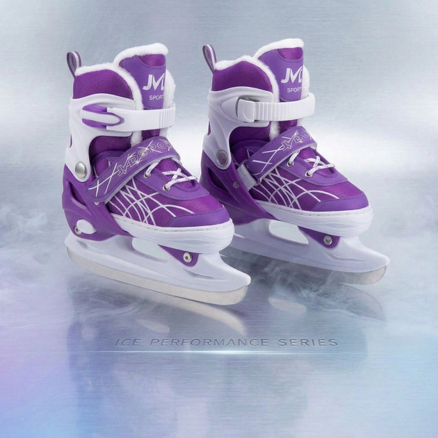 Коньки раздвижные ледовые фиолетовые SP-Sport 7677 размер 38-42 Violet-White - изображение 6