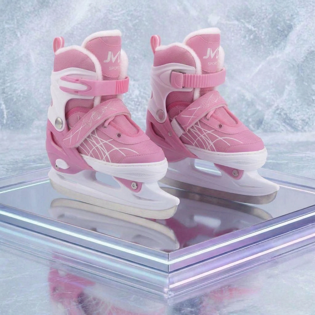 Коньки раздвижные ледовые розовые SP-Sport 7677 размер 38-42 Pink-White - изображение 5
