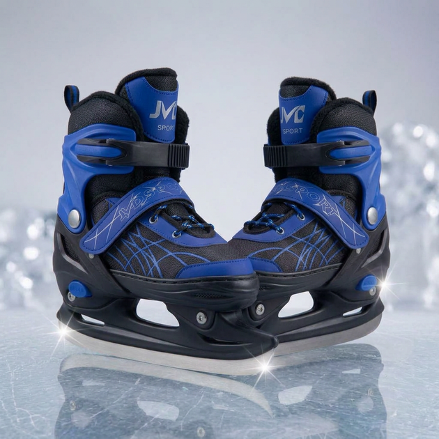 Коньки раздвижные ледовые синие SP-Sport 7677 размер 38-42 Black-Blue - изображение 7