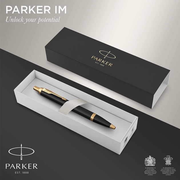Ручка кулькова Parker IM Black GT BP Золотистий 22 032 - Фото 6 Ручка кулькова Parker IM Black GT BP Золотистий 22 032 - зображення 6