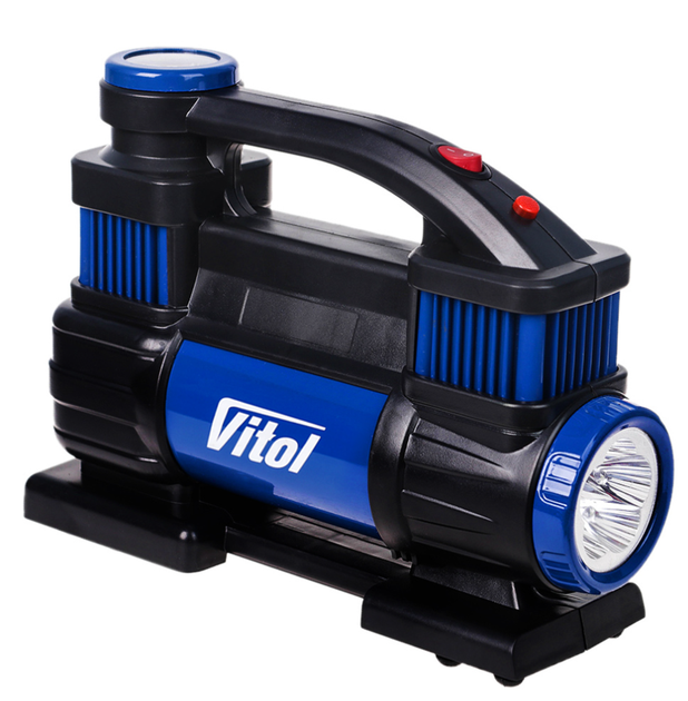 Компрессор автомобильний ViTOL К-70 50psi/25Amp/90л/2 цилиндра/шланг 1,0+5,0м/клеммы - Фото 1 Компрессор автомобильний ViTOL К-70 50psi/25Amp/90л/2 цилиндра/шланг 1,0+5,0м/клеммы - изображение 1