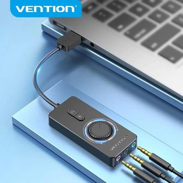 Внешняя звуковая карта Vention USB-A — 3×3.5 мм с регулятором громкости, 0,5 м, Black (CDRBD) - Фото 2 Внешняя звуковая карта Vention USB-A — 3×3.5 мм с регулятором громкости, 0,5 м, Black (CDRBD) - изображение 2