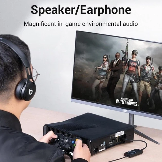 Внешняя звуковая карта Vention USB-A — 3×3.5 мм с регулятором громкости, 0,5 м, Black (CDRBD) - Фото 3 Внешняя звуковая карта Vention USB-A — 3×3.5 мм с регулятором громкости, 0,5 м, Black (CDRBD) - изображение 3