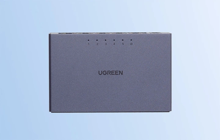 Коммутатор UGREEN CM633, 5 портов Gigabit Ethernet RJ45, алюминиевый, блок питания EU, Gray (15641EU) - Фото 2 Коммутатор UGREEN CM633, 5 портов Gigabit Ethernet RJ45, алюминиевый, блок питания EU, Gray (15641EU) - изображение 2