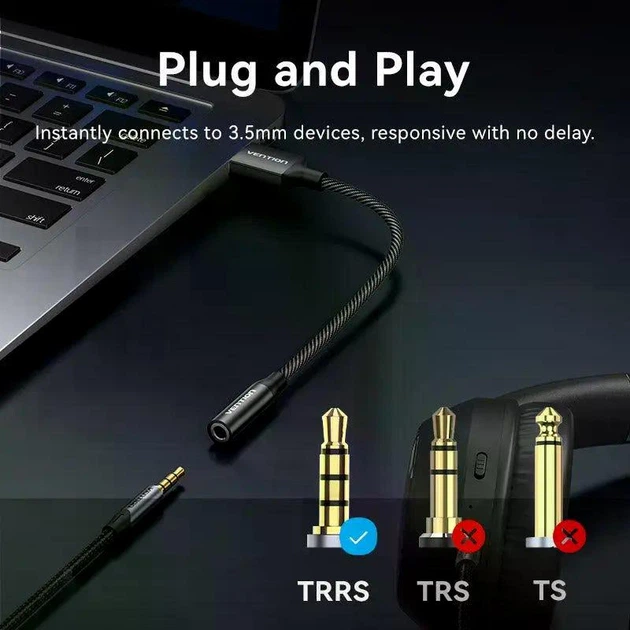 Внешняя звуковая карта Vention CVE USB-A — 3.5 мм TRRS для гарнитуры, 24 бит/96 кГц, 1 м, Black (CVEBF) - Фото 7 Внешняя звуковая карта Vention CVE USB-A — 3.5 мм TRRS для гарнитуры, 24 бит/96 кГц, 1 м, Black (CVEBF) - изображение 7