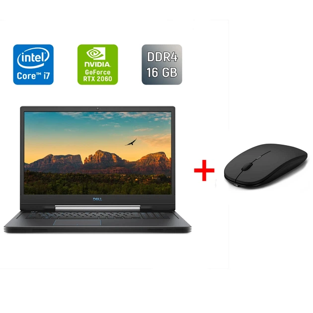 Ігровий ноутбук Dell G7 7790 / 17.3" (1920x1080) IPS / Intel Core i7-9750H (6 (12) ядер по 2.6 - 4.5 GHz) / 16 GB DDR4 / 512 GB SSD / nVidia GeForce RTX 2060, 6 GB GDDR6, 192-bit / WebCam б/в + Подарунок Бездротова миша / USB - Фото 1 Ігровий ноутбук Dell G7 7790 / 17.3" (1920x1080) IPS / Intel Core i7-9750H (6 (12) ядер по 2.6 - 4.5 GHz) / 16 GB DDR4 / 512 GB SSD / nVidia GeForce RTX 2060, 6 GB GDDR6, 192-bit / WebCam б/в + Подарунок Бездротова миша / USB - зображення 1