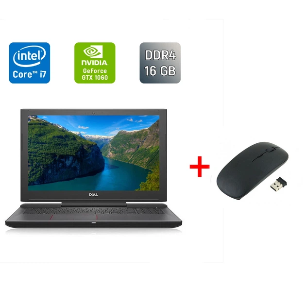 Ігровий ноутбук Dell Inspiron 7577 / 15.6" (1920x1080) IPS / Intel Core i7-7700HQ (4 (8) ядра по 2.8 - 3.8 GHz) / 16 GB DDR4 / 512 GB SSD / nVidia GeForce GTX 1060, 6 GB GDDR5, 192-bit / WebCam / Windows 10 б/в + Подарунок Бездротова миша / USB - Фото 1 Ігровий ноутбук Dell Inspiron 7577 / 15.6" (1920x1080) IPS / Intel Core i7-7700HQ (4 (8) ядра по 2.8 - 3.8 GHz) / 16 GB DDR4 / 512 GB SSD / nVidia GeForce GTX 1060, 6 GB GDDR5, 192-bit / WebCam / Windows 10 б/в + Подарунок Бездротова миша / USB - зображення 1