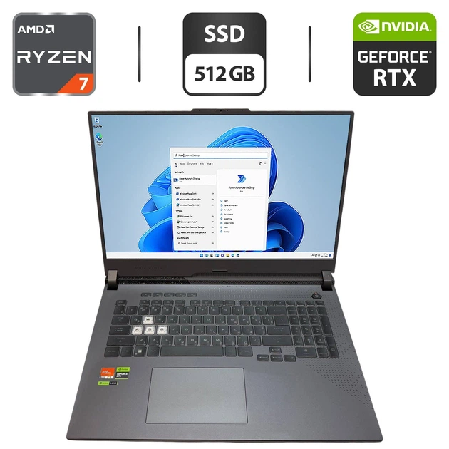 Игровой ноутбук Б-класс Asus ROG Strix G713PV-WS94 / 17.3" (2560x1440) IPS / AMD Ryzen 7 7745HX (8 (16) ядер по 3.6 - 5.1 GHz) / 16 GB DDR5 / 512 GB SSD / nVidia GeForce RTX 4060, 8 GB GDDR6, 128-bit / WebCam б/у - Фото 1 Игровой ноутбук Б-класс Asus ROG Strix G713PV-WS94 / 17.3" (2560x1440) IPS / AMD Ryzen 7 7745HX (8 (16) ядер по 3.6 - 5.1 GHz) / 16 GB DDR5 / 512 GB SSD / nVidia GeForce RTX 4060, 8 GB GDDR6, 128-bit / WebCam б/у - изображение 1