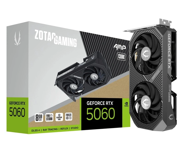 Видеокарта Zotac GeForce RTX 5060 AMP Core 8GB GDDR7 (ZT-B50600F2-10M) EU - Фото 1 Видеокарта Zotac GeForce RTX 5060 AMP Core 8GB GDDR7 (ZT-B50600F2-10M) EU - изображение 1