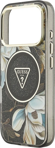 Etui do smartfona Apple iPhone 18 Pro Max/iPhone 17 Pro Max Guess IML Glitter Flowers Triangle MagSafe Black (3666339681296) - obraz 6