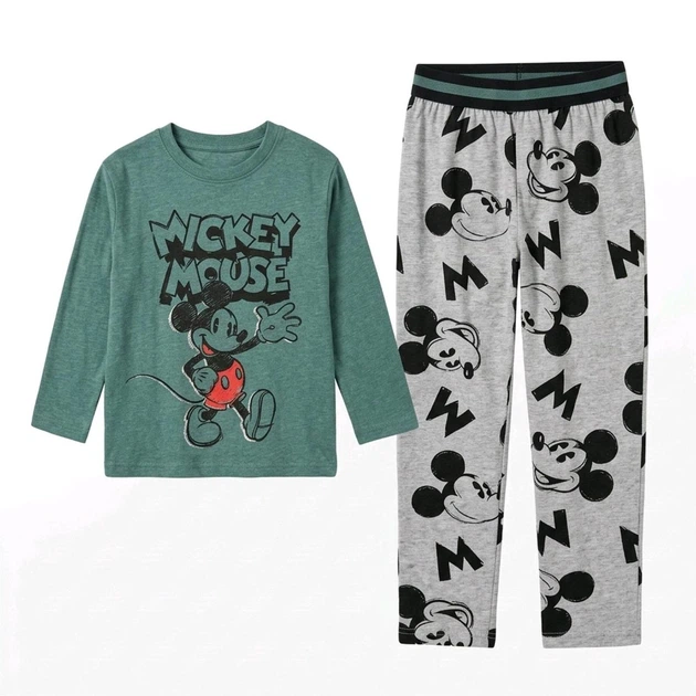 Детская пижама для мальчика Микки Маус Disney 122-128 см (6-8 лет) селеный/серый - изображение 2