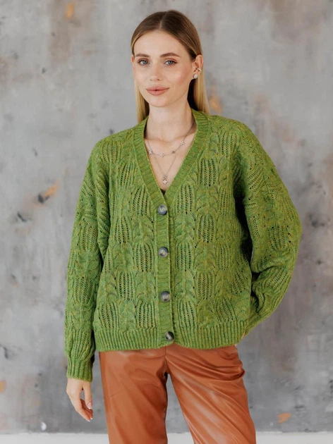 Кардиган с примесью шерсти вязаный женский ARTKNIT Кружево-кардиган L-XL Зеленый (2251724461013) - Фото 1 Кардиган с примесью шерсти вязаный женский ARTKNIT Кружево-кардиган L-XL Зеленый (2251724461013) - изображение 1