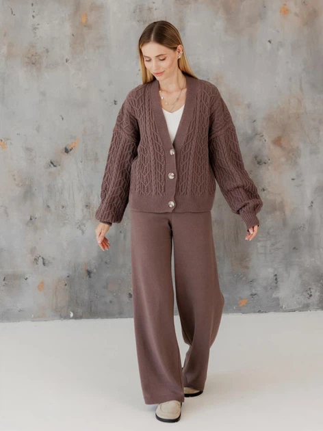 Кардиган вязаный женский ARTKNIT Оливия S-M Коричневый (2251940898013) - Фото 4 Кардиган вязаный женский ARTKNIT Оливия S-M Коричневый (2251940898013) - изображение 4