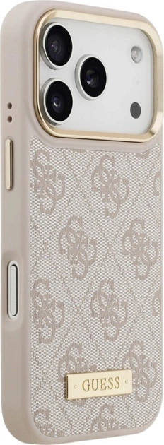 Etui do smartfona Apple iPhone 18 Pro/iPhone 17 Pro Guess 4G Logo Plate MagSafe Pink (3666339681586) - obraz 4