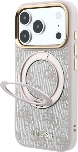 Etui do smartfona Apple iPhone 18 Pro/iPhone 17 Pro Guess Ring Stand 360 4G Classic Logo MagSafe Pink (3666339654627) - obraz 2