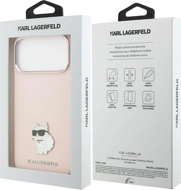 Etui do smartfona Apple iPhone 18 Pro Max/iPhone 17 Pro Max Karl Lagerfeld Silicone Choupette Metal Pin Pink (3666339683276) - obraz 8