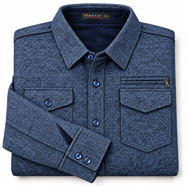 Чоловіча утеплена сорочка Gold Golf Man із термофлісом, 7XL, Темно-синій - Фото 8 Чоловіча утеплена сорочка Gold Golf Man із термофлісом, 7XL, Темно-синій - зображення 8