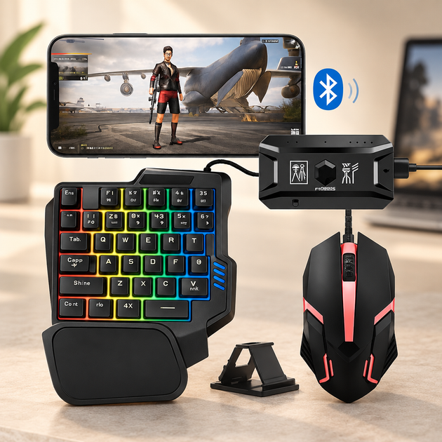 Игровой Bluetooth комплект X1 M1 для ПК и смартфонов с механической одноручной клавиатурой и 3D мышью - изображение 7
