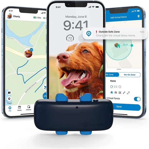GPS-трекер для собак Tractive водонепроникний з інтелектуальним відстеженням активності темно-синій. - зображення 2