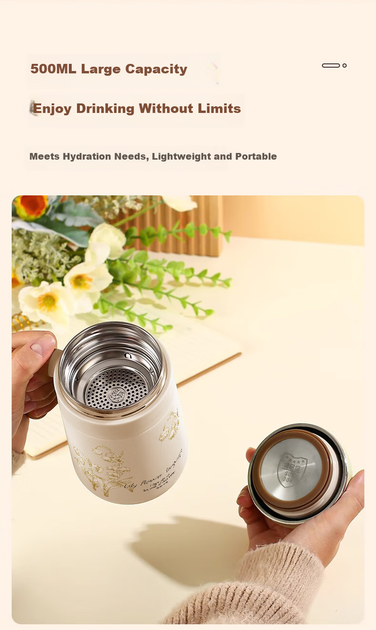 Термокружка Mixiaoshu с ситечком 500 мл, Naughty Puppy - Фото 6 Термокружка Mixiaoshu с ситечком 500 мл, Naughty Puppy - изображение 6