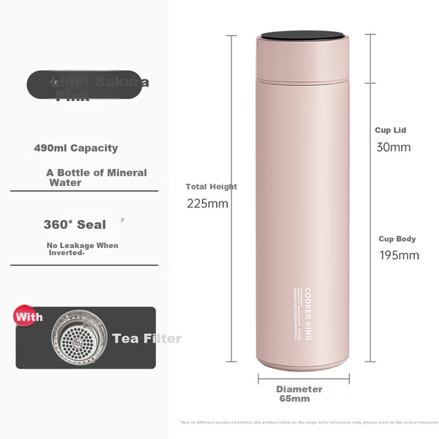Термобутылка Cooker King с ситечком 490 мл Light Cherry Pink - Фото 2 Термобутылка Cooker King с ситечком 490 мл Light Cherry Pink - изображение 2
