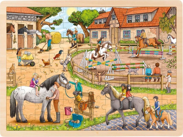 Puzzle drewniane Goki Szkoła jazdy konnej 96 elementów (5220261) - Zdjęcie 1 Puzzle drewniane Goki Szkoła jazdy konnej 96 elementów (5220261) - obraz 1
