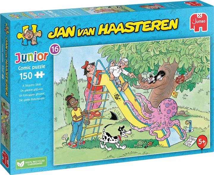 Puzzle Jumbo Jan van Haasteren Junior Śliska zjeżdżalnia 150 elementów (2051601) - Zdjęcie 1 Puzzle Jumbo Jan van Haasteren Junior Śliska zjeżdżalnia 150 elementów (2051601) - obraz 1