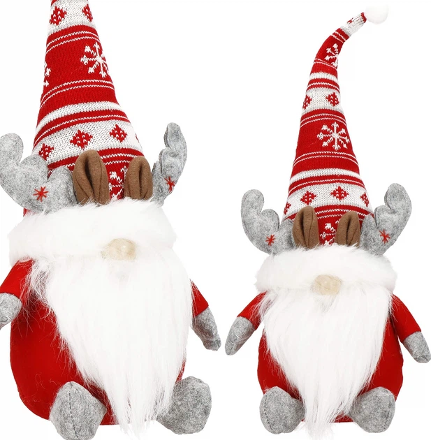 Новогодняя фигурка Springos CA1009 Гном с рожками оленя 50 см красный (5907719440088) - изображение 2