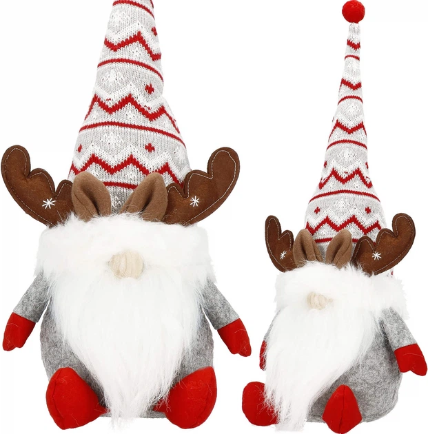 Новогодняя фигурка Springos CA1010 Гном с рожками оленя 50 см серый (5907719440095) - изображение 12