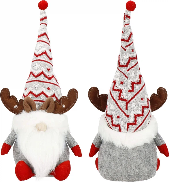 Новогодняя фигурка Springos CA1010 Гном с рожками оленя 50 см серый (5907719440095) - изображение 13