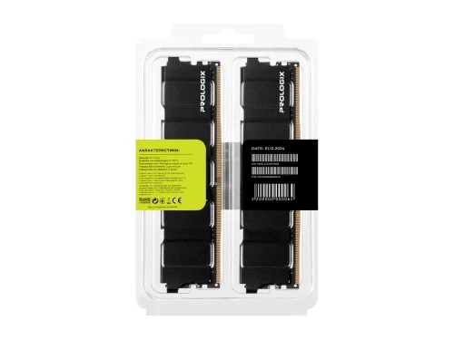 Пам'ять 16Gb x 2 (32Gb Kit) DDR4, 3600 MHz, Prologix, Black, 18-22-22, 1.35V, з радіатором (PRO32GB3600B4K) - зображення 6