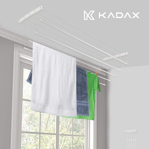 Сушарка для білизни KADAX Resiga стельова 100 см, біла (5903699441732) - зображення 3
