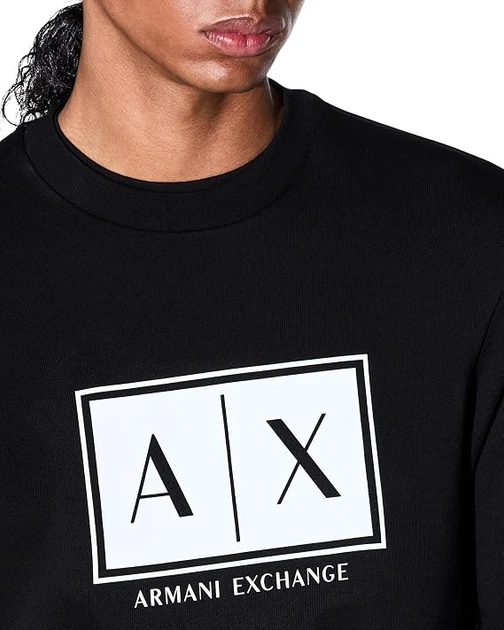 Мужской черный свитшот Armani Exchange с белым лого размер M - изображение 4