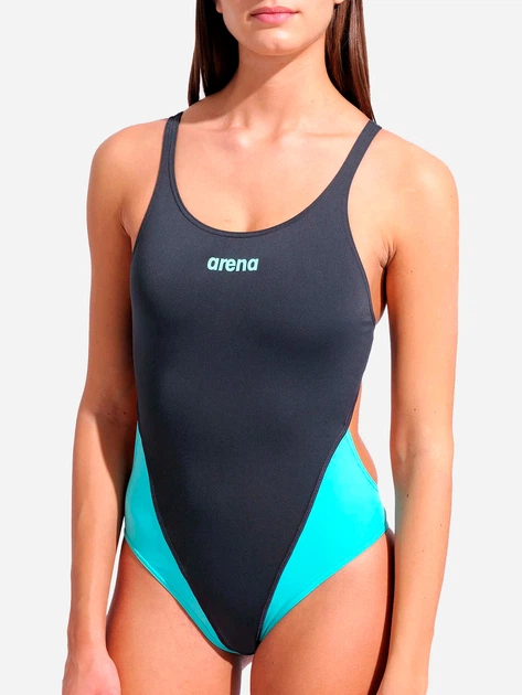 Купальник слитный женский Arena Team Swimsuit Swim Tech Solid 004763-580 Серый/Бирюзовый (3468337873228) - Фото 4 Купальник слитный женский Arena Team Swimsuit Swim Tech Solid 004763-580 Серый/Бирюзовый (3468337873228) - изображение 4