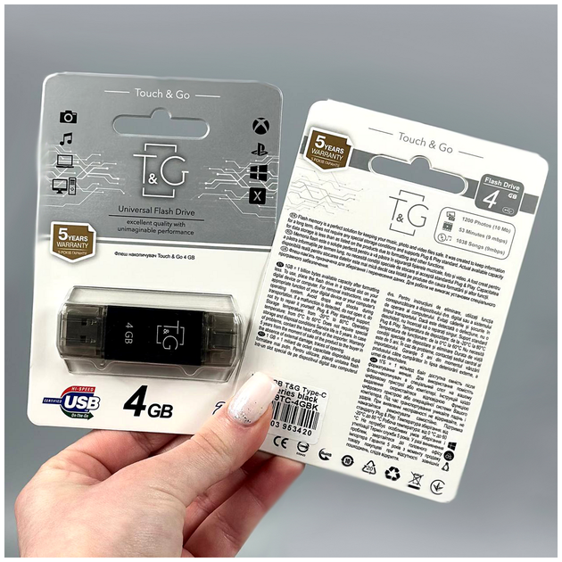 USB флешка 4Gb Type-C пластиковый накопитель T&G Star 009 - изображение 3