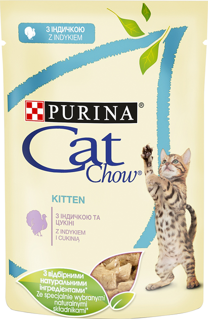 Влажный корм для котят Purina Cat Chow Kitten кусочки в желе с индейкой ...