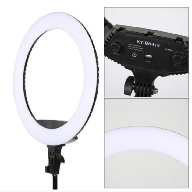 Профессиональная кольцевая Led лампа KY-BK416 18 для качественной фотосъемки и для дополнительного освещения. - Фото 2 Профессиональная кольцевая Led лампа KY-BK416 18 для качественной фотосъемки и для дополнительного освещения. - изображение 2
