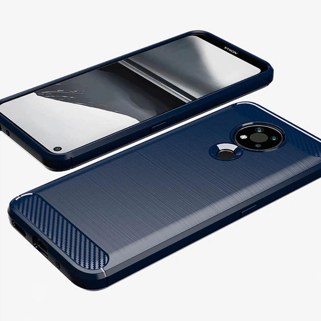 Чохол Lenuo Carbon Fiber для Nokia 3.4 Navy Blue - изображение 2