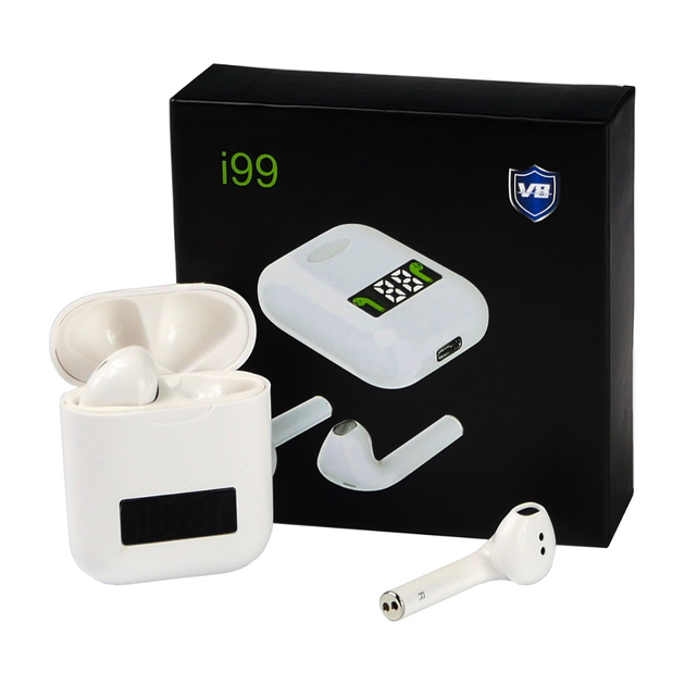 Беспроводные наушники i99 TWS белые с функцией беспроводной зарядки ...