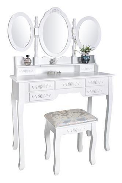 Антикварный туалетный столик с зеркалом белый