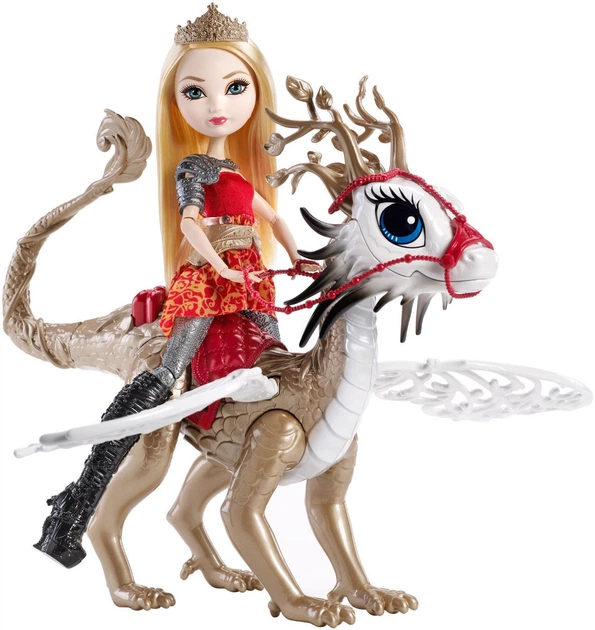 Лялька Mattel Еппл Вайт Ігри Драконів Ever After High Dragon Games Apple White Doll and Braebyrn Dragon DKM76 - зображення 5