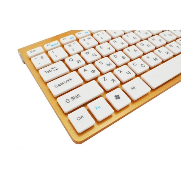 Беспроводная русская клавиатура mini и мышь keyboard 908 + приёмник Золотая - изображение 6