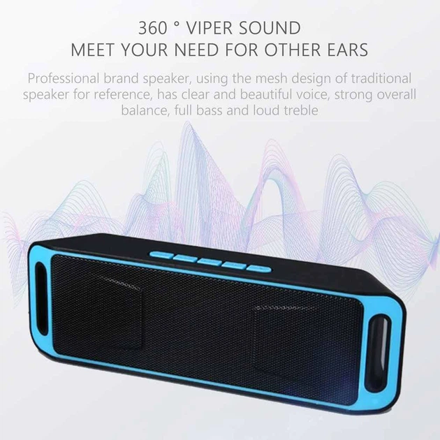 Акустична система UKC портативна колонка Megabass A2DP Stereo Bluetooth USB FM 20см Синьо-чорна (SC-208-4) - зображення 5