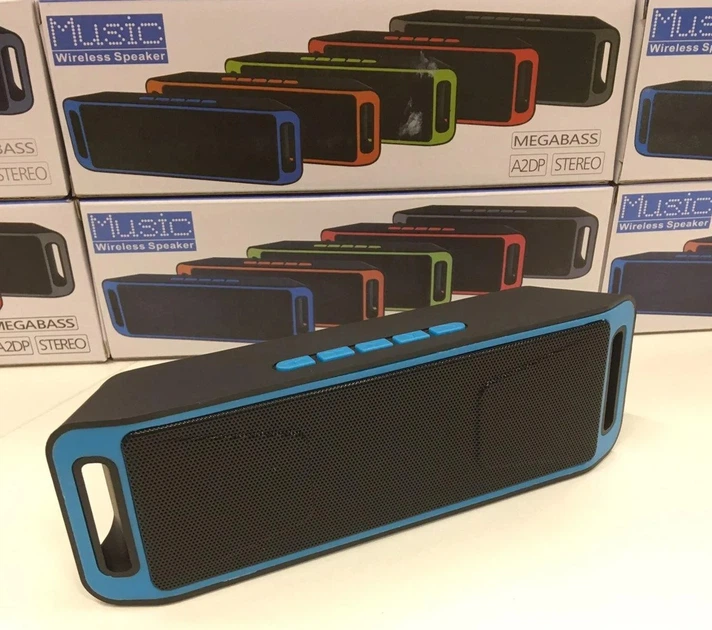 Акустична система UKC портативна колонка Megabass A2DP Stereo Bluetooth USB FM 20см Синьо-чорна (SC-208-4) - зображення 9
