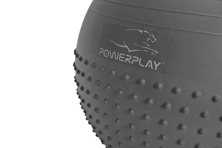 Мяч для фитнеса (фитбол) полумассажный PowerPlay 4003 Ø65 cm Gymball Серый + насос - изображение 4