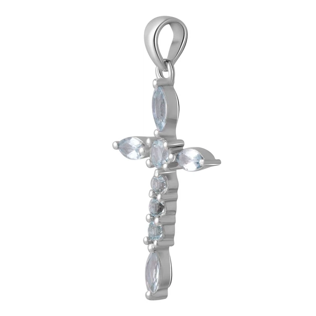 Серебряный крестик с топазом 0.4ct (2053538) - изображение 4