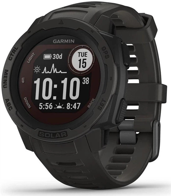 Смарт-часы Garmin Instinct Solar Tactical Black (010-02293-03); 0.9" (128x128) TFT / встроенная 16 МБ / Bluetooth / Wi-Fi, GPS, GLONASS, Galileo / до 24 дней / 10 ATM / 45 х 45 х 15.3 мм, 53 г / черный - изображение 4