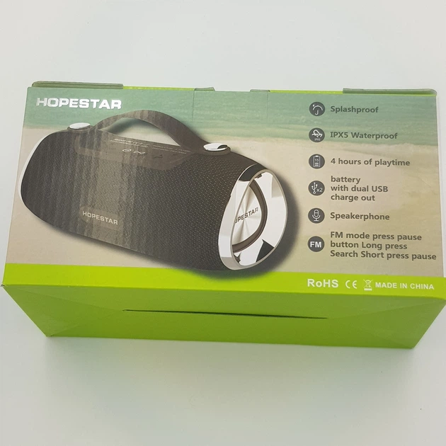 Беспроводная аккумуляторная колонка Bluetooth акустика FM MP3 AUX USB Hopestar H40 зеленая - изображение 4
